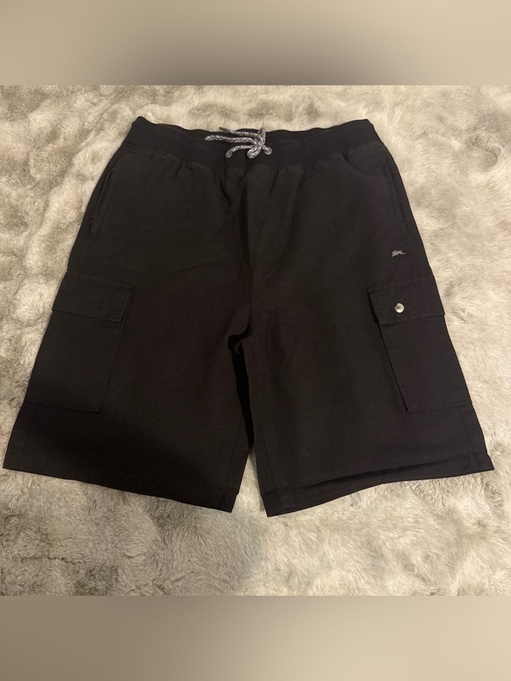 A.Tiziano Linen Blend Drawstring Shorts Black Men’s Size 2X-0422